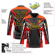 Load image into Gallery viewer, Custom Black Red Gray Orange-Yellow 3D Abstract Pattern Graphic Cyber Mecha E-sport Hockey Lace Neck Jersey