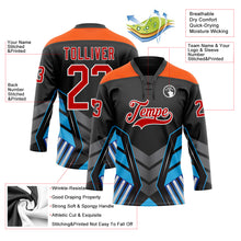 Load image into Gallery viewer, Custom Black Red Blue Gray Orange-White 3D Abstract Pattern Graphic Cyber Mecha E-sport Hockey Lace Neck Jersey