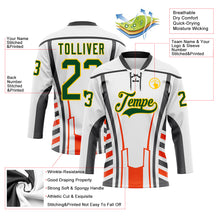 Laden Sie das Bild in den Galerie-Viewer, Custom White Green Red Black-Yellow 3D Abstract Pattern Graphic Cyber Mecha E-sport Hockey Lace Neck Jersey