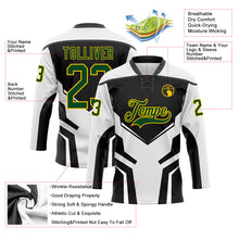 Laden Sie das Bild in den Galerie-Viewer, Custom White Green Black-Yellow 3D Abstract Pattern Graphic Cyber Mecha E-sport Hockey Lace Neck Jersey