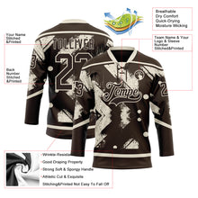 Загрузить изображение в средство просмотра галереи, Custom Brown Cream 3D Pattern Tribal Indigenous Grunge Splash Hockey Lace Neck Jersey