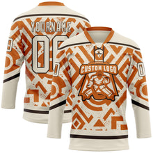 Загрузить изображение в средство просмотра галереи, Custom Cream Texas Orange-Brown 3D Pattern Tribal Indigenous Grunge Geometric Splash Hockey Lace Neck Jersey