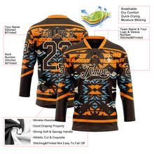 Загрузить изображение в средство просмотра галереи, Custom Brown Bay Orange Blue-City Cream 3D Pattern Tribal Indigenous Grunge Splash Hockey Lace Neck Jersey