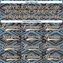 Charger l'image dans la galerie, Custom Shadow Blue Cream-Brown 3D Pattern Tribal Indigenous Grunge Geometric Splash Hockey Lace Neck Jersey