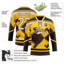 Charger l'image dans la galerie, Custom Yellow City Cream-Brown 3D Pattern Tribal Indigenous Grunge Geometric Splash Hockey Lace Neck Jersey