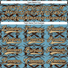 Laden Sie das Bild in den Galerie-Viewer, Custom Blue Vegas Gold Burgundy-Brown 3D Pattern Tribal Indigenous Grunge Splash Hockey Lace Neck Jersey