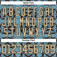 Laden Sie das Bild in den Galerie-Viewer, Custom Blue Vegas Gold Burgundy-Brown 3D Pattern Tribal Indigenous Grunge Splash Hockey Lace Neck Jersey