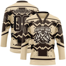 Charger l'image dans la galerie, Custom City Cream Brown-Cream 3D Pattern Tribal Indigenous Grunge Geometric Splash Hockey Lace Neck Jersey