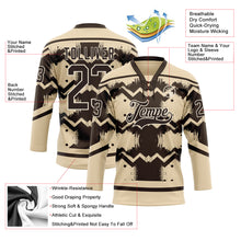 Charger l'image dans la galerie, Custom City Cream Brown-Cream 3D Pattern Tribal Indigenous Grunge Geometric Splash Hockey Lace Neck Jersey