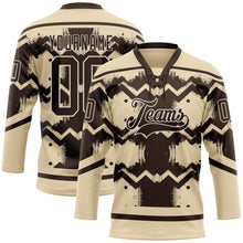 Charger l'image dans la galerie, Custom City Cream Brown-Cream 3D Pattern Tribal Indigenous Grunge Geometric Splash Hockey Lace Neck Jersey
