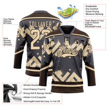 Загрузить изображение в средство просмотра галереи, Custom Steel Gray City Cream-Brown 3D Pattern Tribal Indigenous Grunge Geometric Splash Hockey Lace Neck Jersey