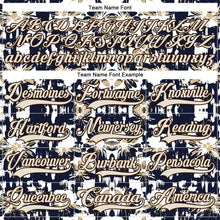 Загрузить изображение в средство просмотра галереи, Custom Navy Cream Brown-Vegas Gold 3D Pattern Tribal Indigenous Grunge Floral Splash Hockey Lace Neck Jersey