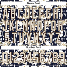 Загрузить изображение в средство просмотра галереи, Custom Navy Cream Brown-Vegas Gold 3D Pattern Tribal Indigenous Grunge Floral Splash Hockey Lace Neck Jersey