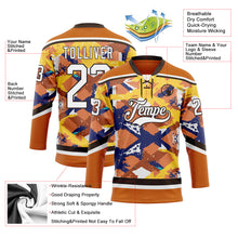 Charger l'image dans la galerie, Custom Texas Orange White Yellow Blue-Brown 3D Pattern Tribal Indigenous Grunge Splash Hockey Lace Neck Jersey