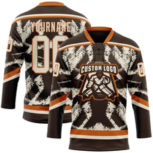 Загрузить изображение в средство просмотра галереи, Custom Brown Cream-Texas Orange 3D Pattern Tribal Indigenous Grunge Splash Hockey Lace Neck Jersey