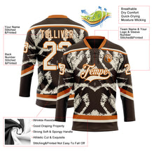 Загрузить изображение в средство просмотра галереи, Custom Brown Cream-Texas Orange 3D Pattern Tribal Indigenous Grunge Splash Hockey Lace Neck Jersey