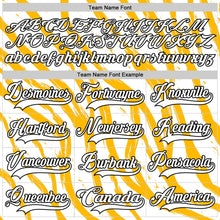 Загрузить изображение в средство просмотра галереи, Custom White Gold-Black 3D Pattern Abstract Boston Inspired Fluid Hockey Lace Neck Jersey