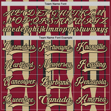 Load image into Gallery viewer, Custom Crimson Vegas Gold-Black 3D Pattern Abstract Arizona Inspired Stripe Hockey Lace Neck Jersey