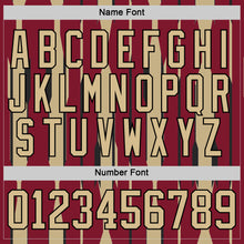 Load image into Gallery viewer, Custom Crimson Vegas Gold-Black 3D Pattern Abstract Arizona Inspired Stripe Hockey Lace Neck Jersey