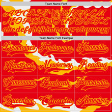 Загрузить изображение в средство просмотра галереи, Custom Fire Red Gold-White 3D Pattern Abstract Calgary Inspired Flame Hockey Lace Neck Jersey