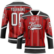 Charger l'image dans la galerie, Custom Red White-Black 3D Pattern Abstract Carolina Inspired Line Hockey Lace Neck Jersey