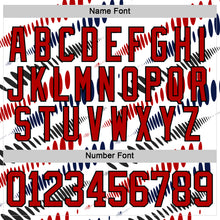 Laden Sie das Bild in den Galerie-Viewer, Custom White Red Navy-Black 3D Pattern Abstract Columbus Inspired Round Hockey Lace Neck Jersey