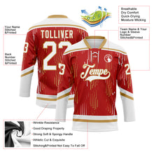 Загрузить изображение в средство просмотра галереи, Custom Red White-Old Gold 3D Pattern Abstract Florida Inspired Line Hockey Lace Neck Jersey