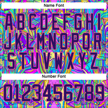 Load image into Gallery viewer, Custom Purple Pink-Yellow 3D Pattern Trippy Psychedelic Hockey Lace Neck Jersey