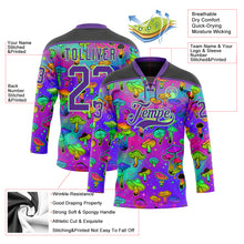 Load image into Gallery viewer, Custom Purple Pea Green-Black 3D Pattern Trippy Psychedelic Magic Mushrooms Hockey Lace Neck Jersey
