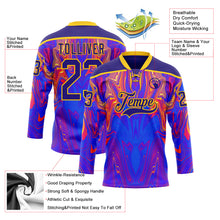 Laden Sie das Bild in den Galerie-Viewer, Custom Dark Purple Red-Yellow 3D Pattern Trippy Psychedelic Fluid Hockey Lace Neck Jersey