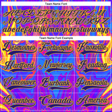 Laden Sie das Bild in den Galerie-Viewer, Custom Dark Purple Red-Yellow 3D Pattern Trippy Psychedelic Fluid Hockey Lace Neck Jersey