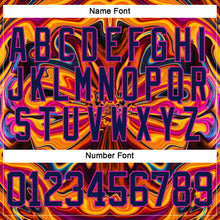 Charger l'image dans la galerie, Custom Navy Yellow-Deep Pink 3D Pattern Trippy Psychedelic Fluid Hockey Lace Neck Jersey