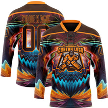 Загрузить изображение в средство просмотра галереи, Custom Brown Bay Orange Red-Blue 3D Pattern Trippy Psychedelic Fluid Hockey Lace Neck Jersey