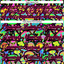 Laden Sie das Bild in den Galerie-Viewer, Custom Black Hot Pink 3D Pattern Trippy Psychedelic Magic Mushrooms Hockey Lace Neck Jersey