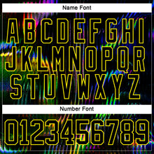 Laden Sie das Bild in den Galerie-Viewer, Custom Black Light Yellow 3D Pattern Trippy Psychedelic Fluid Hockey Lace Neck Jersey