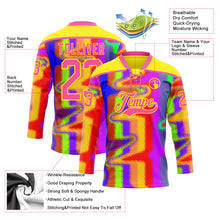 Загрузить изображение в средство просмотра галереи, Custom Light Yellow Pink Purple Red-Green 3D Pattern Trippy Psychedelic Neon Splash Hockey Lace Neck Jersey