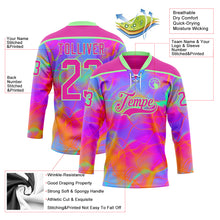 Charger l'image dans la galerie, Custom Deep Pink Pea Green Purple-Orange 3D Pattern Trippy Psychedelic Neon Hockey Lace Neck Jersey