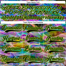 Laden Sie das Bild in den Galerie-Viewer, Custom Black Neon Green 3D Pattern Trippy Psychedelic Trendy Holographic Vaporwave Style Hockey Lace Neck Jersey