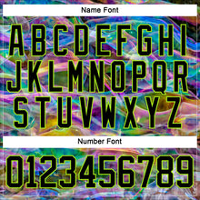 Laden Sie das Bild in den Galerie-Viewer, Custom Black Neon Green 3D Pattern Trippy Psychedelic Trendy Holographic Vaporwave Style Hockey Lace Neck Jersey