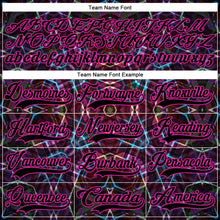 Load image into Gallery viewer, Custom Black Deep Pink-Blue 3D Pattern Trippy Psychedelic Geometric Hockey Lace Neck Jersey