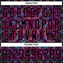 Load image into Gallery viewer, Custom Black Deep Pink-Blue 3D Pattern Trippy Psychedelic Geometric Hockey Lace Neck Jersey