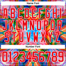 Laden Sie das Bild in den Galerie-Viewer, Custom White Fire Red Green Blue-Yellow 3D Pattern Trippy Psychedelic Geometric Hockey Lace Neck Jersey