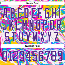 Charger l'image dans la galerie, Custom White Purple Yellow Pink-Blue 3D Pattern Trippy Psychedelic Fluid Hockey Lace Neck Jersey
