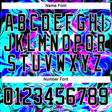 Laden Sie das Bild in den Galerie-Viewer, Custom Blue Black Deep Pink-White 3D Pattern Trippy Psychedelic Fluid Hockey Lace Neck Jersey