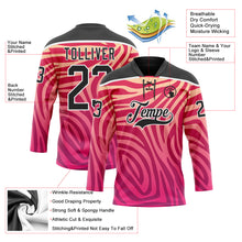Charger l'image dans la galerie, Custom Pink Black-White 3D Pattern Zebra Print Hockey Lace Neck Jersey