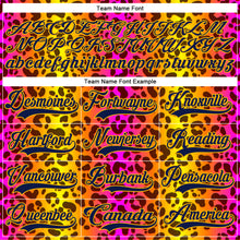 Загрузить изображение в средство просмотра галереи, Custom Gold Navy-Pink 3D Pattern Leopard Print Neon Hockey Lace Neck Jersey