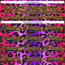 Charger l'image dans la galerie, Custom Purple Navy Pink-Gold 3D Pattern Leopard Print Neon Hockey Lace Neck Jersey