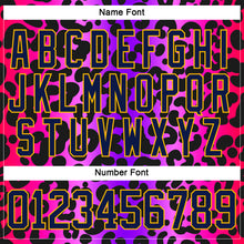 Charger l'image dans la galerie, Custom Purple Navy Pink-Gold 3D Pattern Leopard Print Neon Hockey Lace Neck Jersey