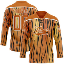 Загрузить изображение в средство просмотра галереи, Custom Texas Orange Black-White 3D Pattern Tiger Print Hockey Lace Neck Jersey