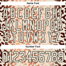 Загрузить изображение в средство просмотра галереи, Custom Cream Orange Black-White 3D Pattern Leopard Print Hockey Lace Neck Jersey